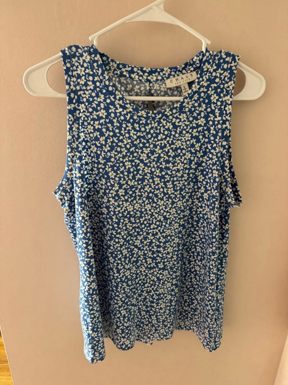 Chaus Blue, Yellow and White Floral Tank Top